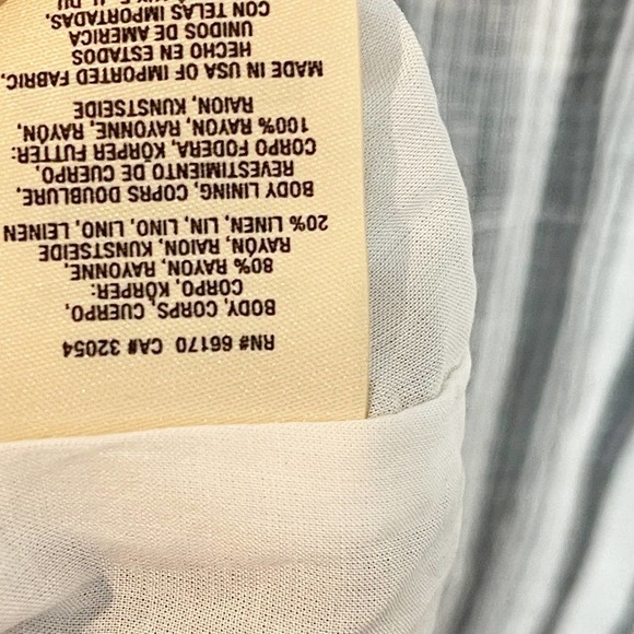 HD in Paris Anthropologie Striped Tie Front Linen Dress Women's Size 0 - Picture 8 of 12